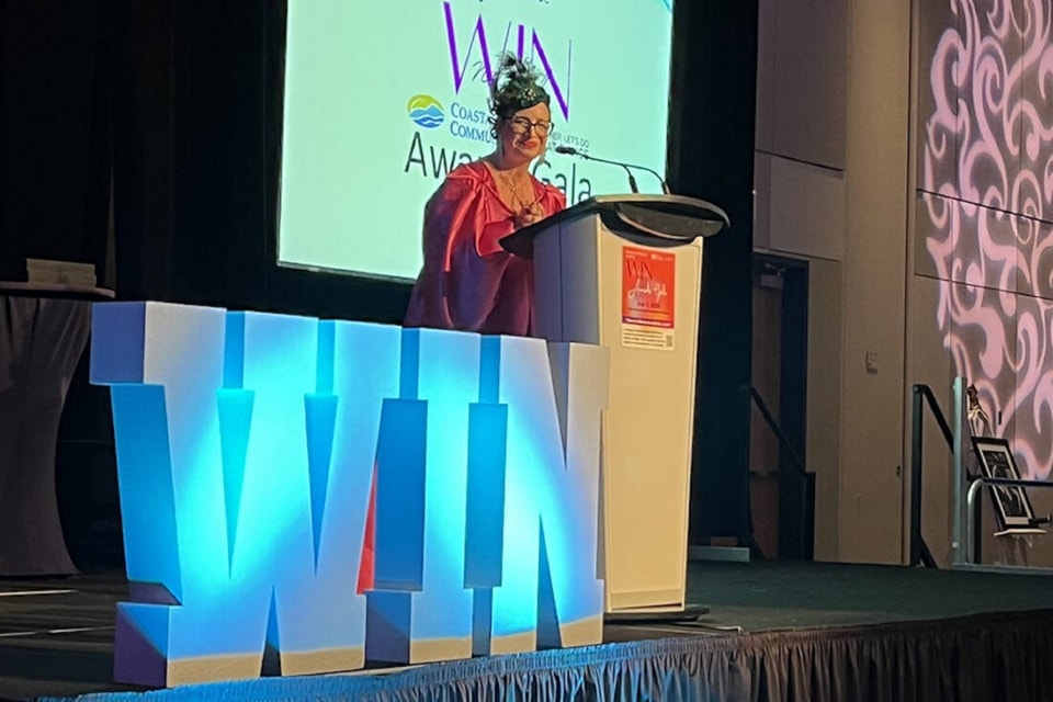 Blaise Hunter, organizer of the inaugural Women of Influence Nanaimo Awards, speaks during the event's inaugural year in 2023 at the Vancouver Island Conference Centre. (Submitted photo)