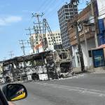 The remains of a bus in Puerto Vallarta, Mexico. Vehicles around the city were destroyed by cartel members in response to the government&rsquo;s killing of their leader on Feb. 22. (Janine Pierson)